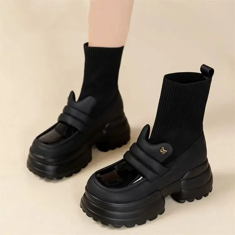 Women Black Platform Heels 2024 Comfortable Stacked Sole — feature 6
