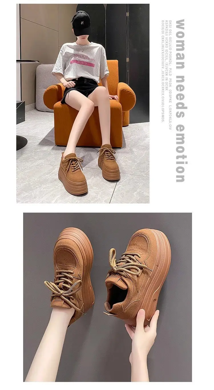 Women's 8cm Thick Platform Shoes Black Brown Tan — feature 10