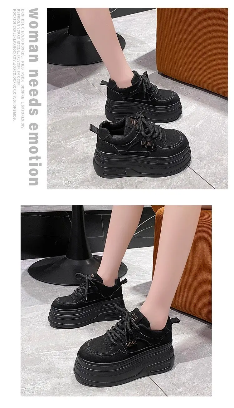 Women's 8cm Thick Platform Shoes Black Brown Tan — feature 6