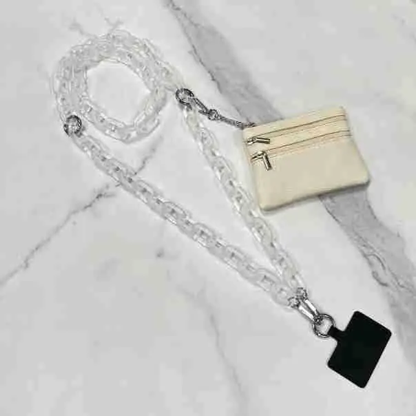 White Crossbody Bag with Chain Strap for Women - Image 11