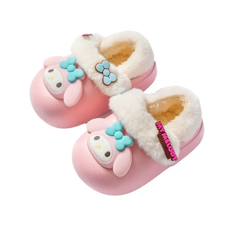 Sanrio Cotton Slippers Girls Cartoon Winter Indoor Home Non-Slip Kulomi Fleece Warm Cotton Slippers Cute