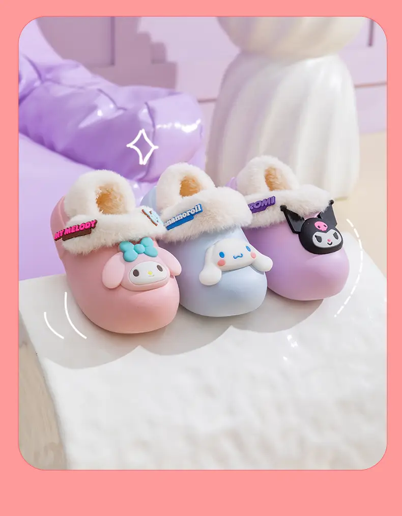 Sanrio Cotton Slippers Girls Cartoon Winter Indoor Home Non-Slip Kulomi Fleece Warm Cotton Slippers Cute — feature 11
