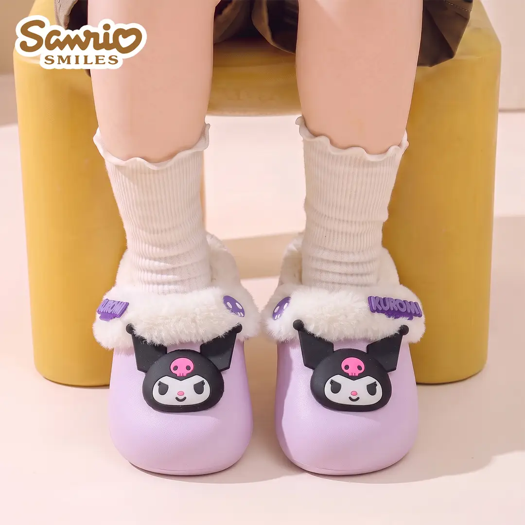 Sanrio Cotton Slippers Girls Cartoon Winter Indoor Home Non-Slip Kulomi Fleece Warm Cotton Slippers Cute