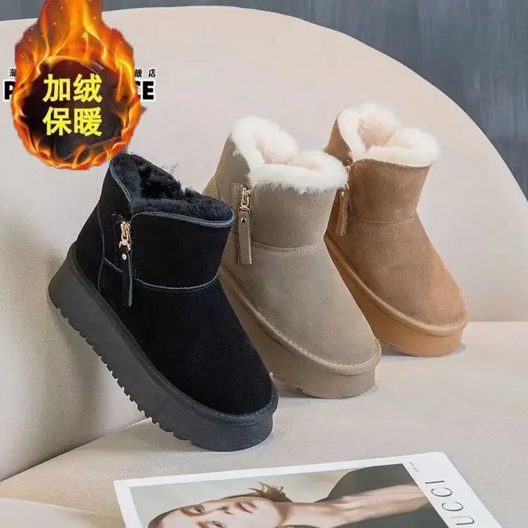 2024 winter new thick-soled snow boots women's cold-proof warm waterproof non-slip fleece-lined thick cotton shoes winter shoes - Image 5