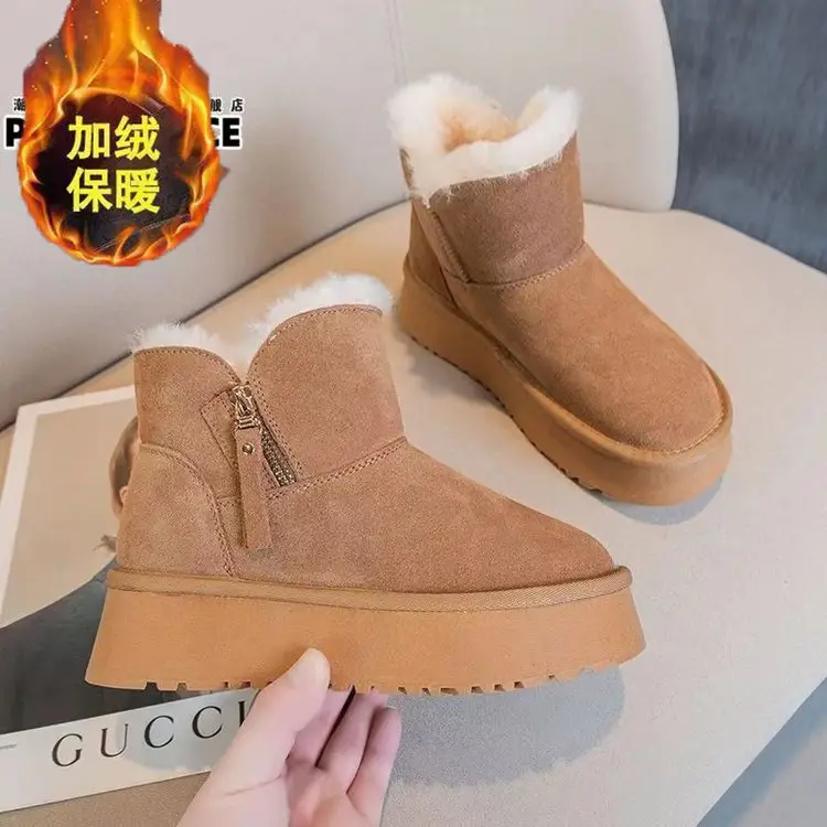 2024 winter new thick-soled snow boots women's cold-proof warm waterproof non-slip fleece-lined thick cotton shoes winter shoes - Image 3
