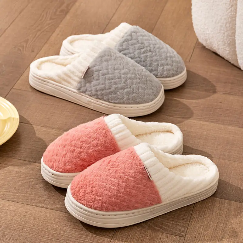 Cotton Slippers for Men in Autumn and Winter 2025 New Home Indoor Non-Slip Household Thick-Soled Plus Plush Cotton Shoes for Men with Heels