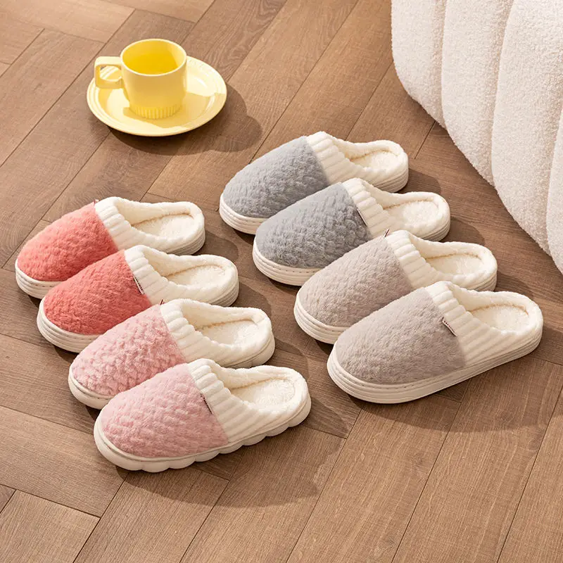 Cotton Slippers for Men in Autumn and Winter 2025 New Home Indoor Non-Slip Household Thick-Soled Plus Plush Cotton Shoes for Men with Heels