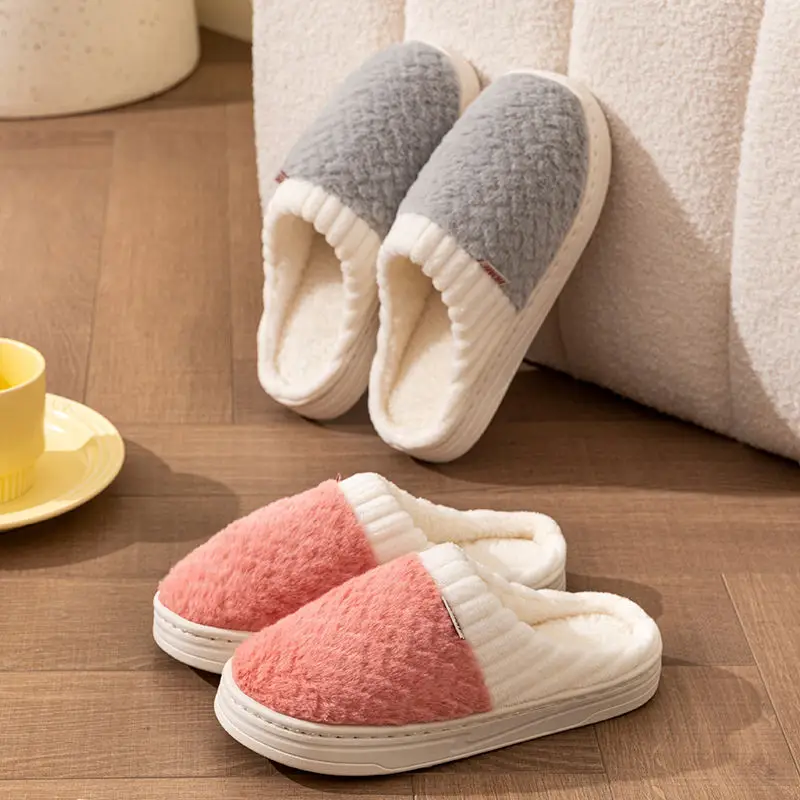 Cotton Slippers for Men in Autumn and Winter 2025 New Home Indoor Non-Slip Household Thick-Soled Plus Plush Cotton Shoes for Men with Heels