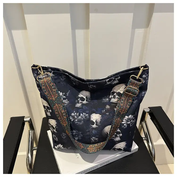 Navy Blue Skull Crossbody Bag Large Capacity - Image 3