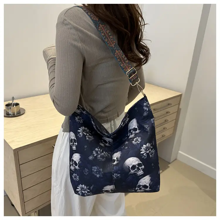 Navy Blue Skull Crossbody Bag Large Capacity - Image 4