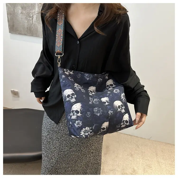 Navy Blue Skull Crossbody Bag Large Capacity - Image 5