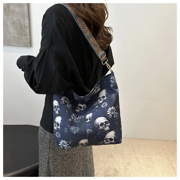 Navy Blue Skull Crossbody Bag Large Capacity — feature 10
