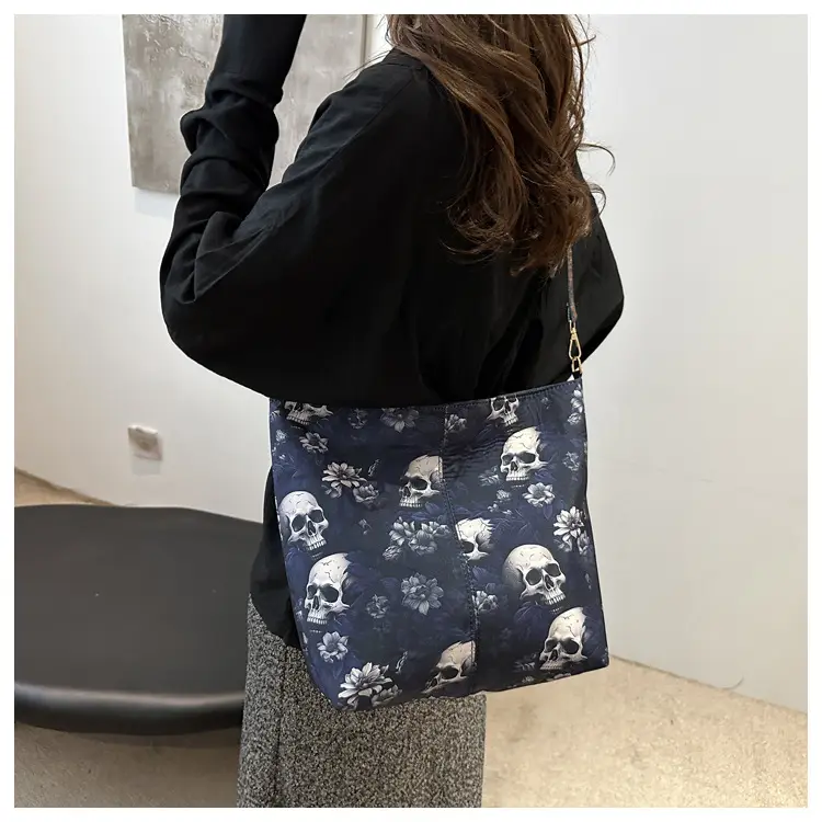 Navy Blue Skull Crossbody Bag Large Capacity — feature 12