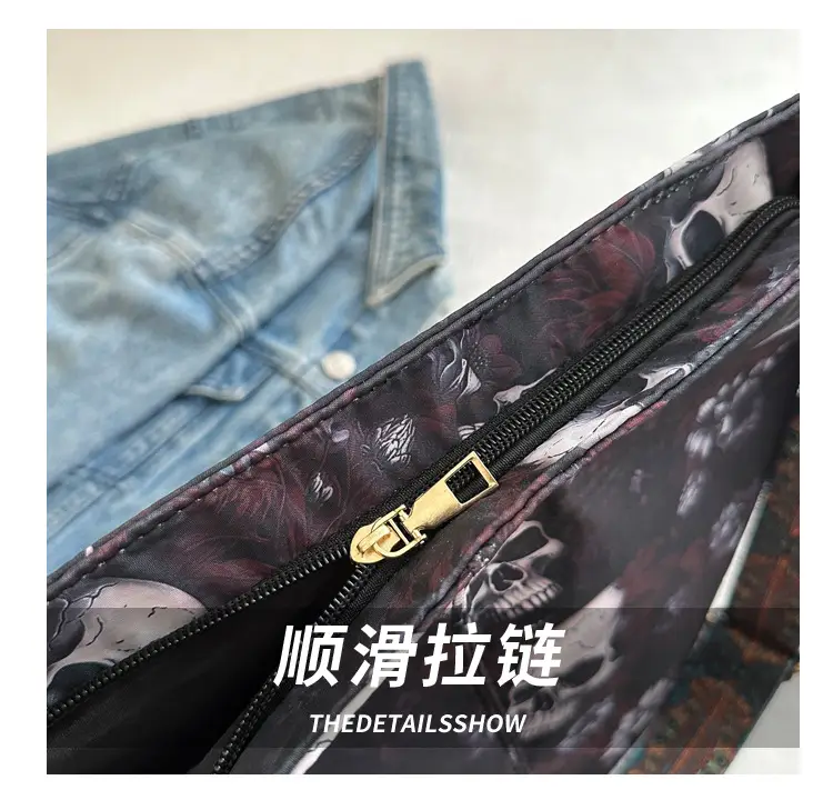 Navy Blue Skull Crossbody Bag Large Capacity — feature 5