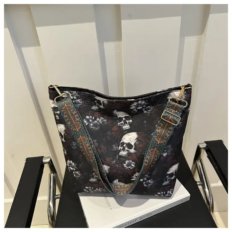 Navy Blue Skull Crossbody Bag Large Capacity