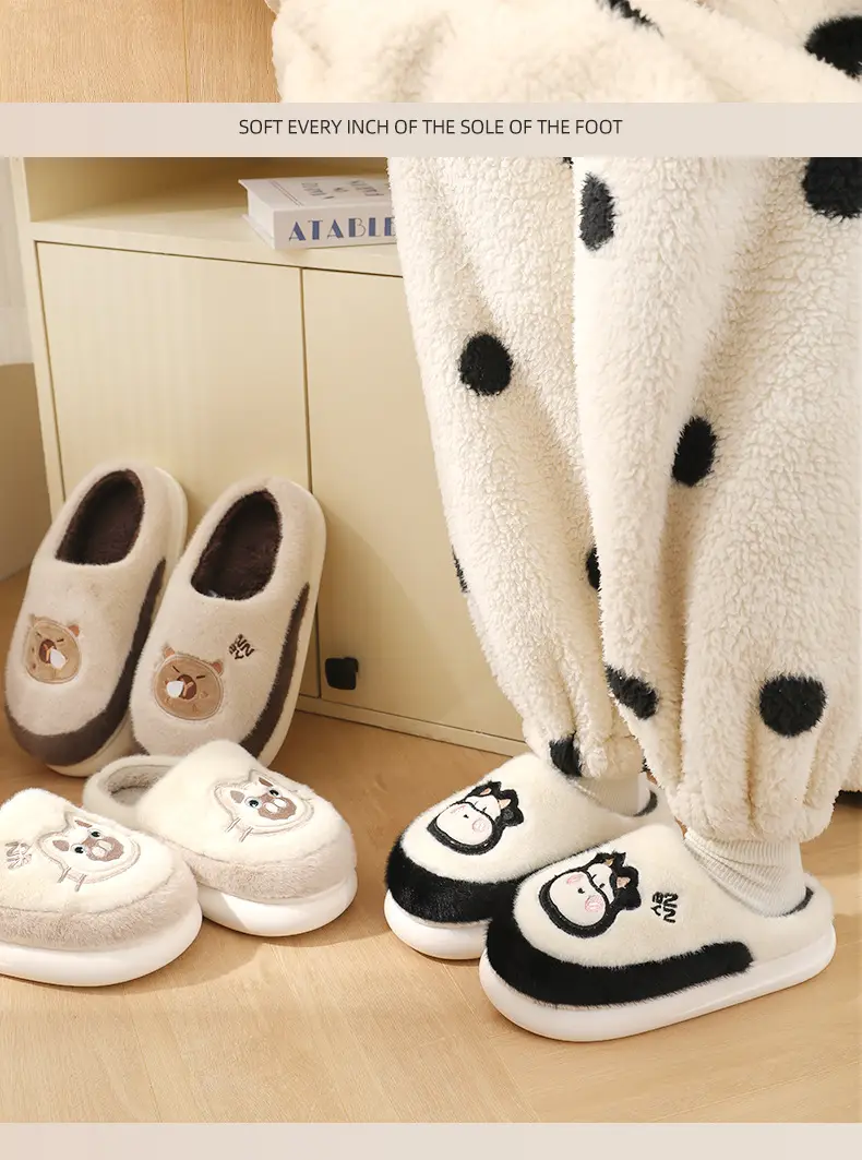 Nanbo Wan Cotton Slippers Women's Winter Home New Thick Bottom Non-slip Warm Plush Couple Cotton Slippers Men's Wholesale — feature 12