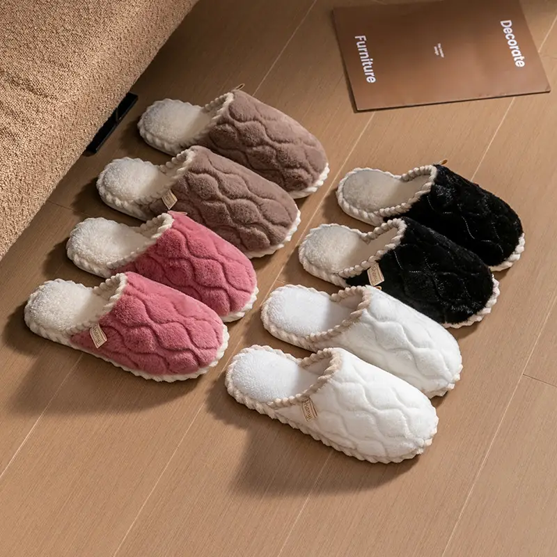 Cixi Cotton Slippers for Women Spring and Autumn and Winter Home Indoor Non-slip Home Warm Couple Winter Fur Plush Men - Image 29