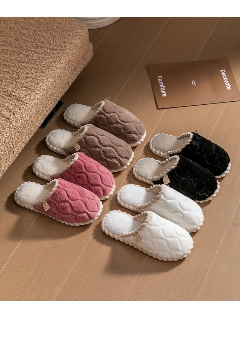 Cixi Cotton Slippers for Women Spring and Autumn and Winter Home Indoor Non-slip Home Warm Couple Winter Fur Plush Men — feature 20