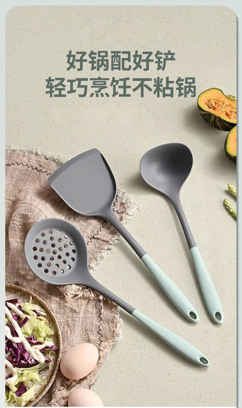 Household Silicone Spatula, Two-Tone Silicone Cooking Spatula, Kitchen Cooking Spoon, High-Temperature Resistant Spatula Set Wholesale — feature 1