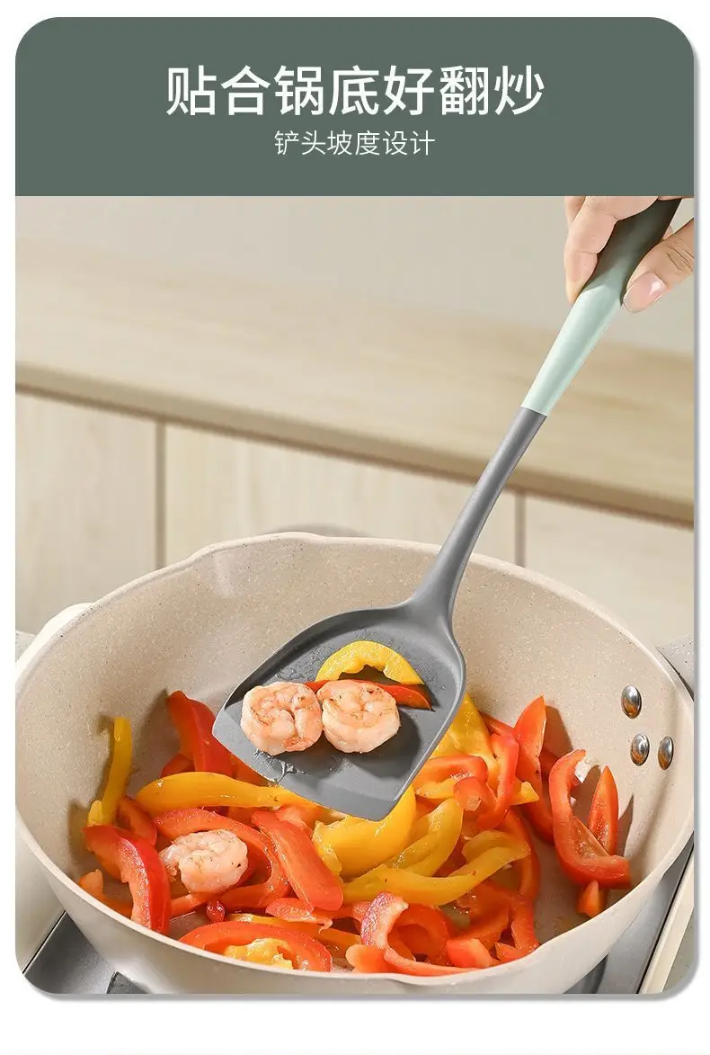 Household Silicone Spatula, Two-Tone Silicone Cooking Spatula, Kitchen Cooking Spoon, High-Temperature Resistant Spatula Set Wholesale — feature 11