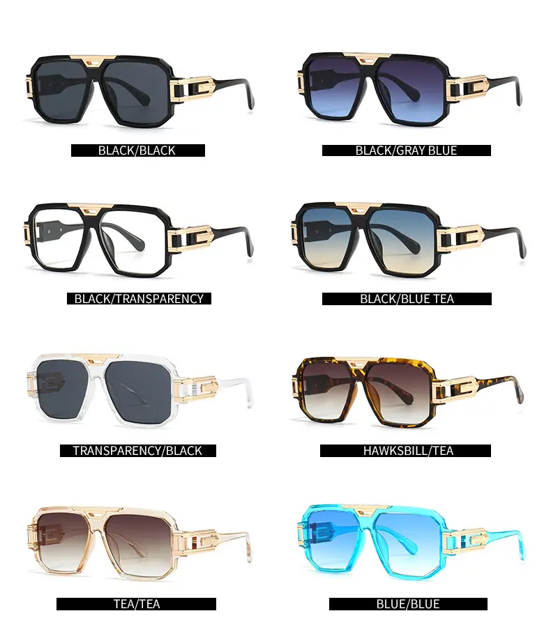 2024 Men Sunglasses Gold Gradient Large Frame — feature 4