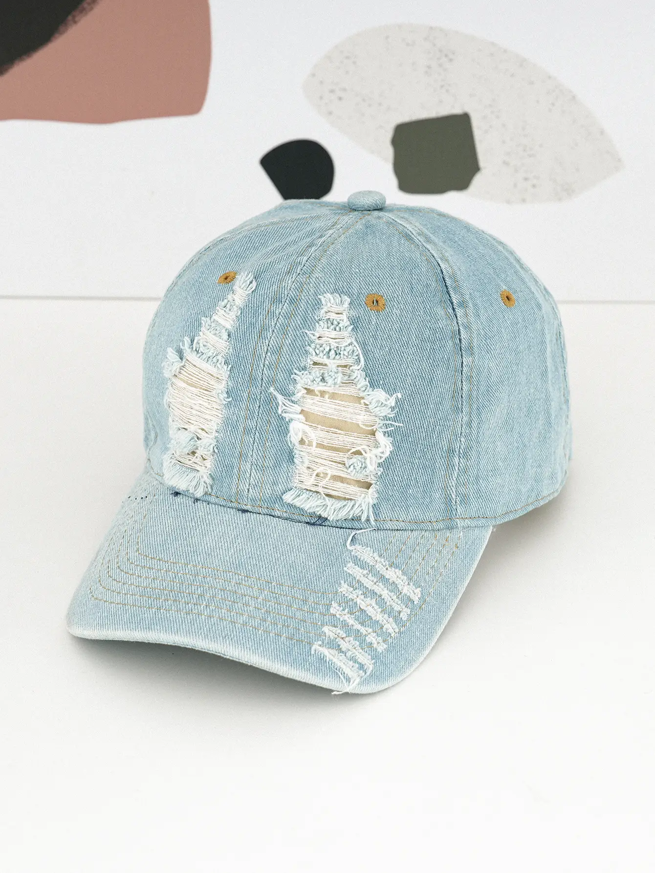 Vintage Raked Baseball Cap Distressed Wash Denim Couple Sun Hat - Image 3