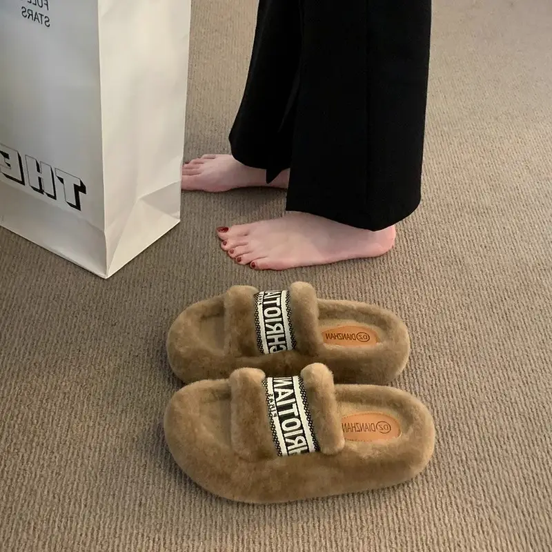 2025 New Autumn and Winter Indoor and Outdoor Home Furry Slippers for Women, Thick-Soled, Non-Slip, Comfortable, Trendy, Casual, Versatile Furry Slippers - Image 6