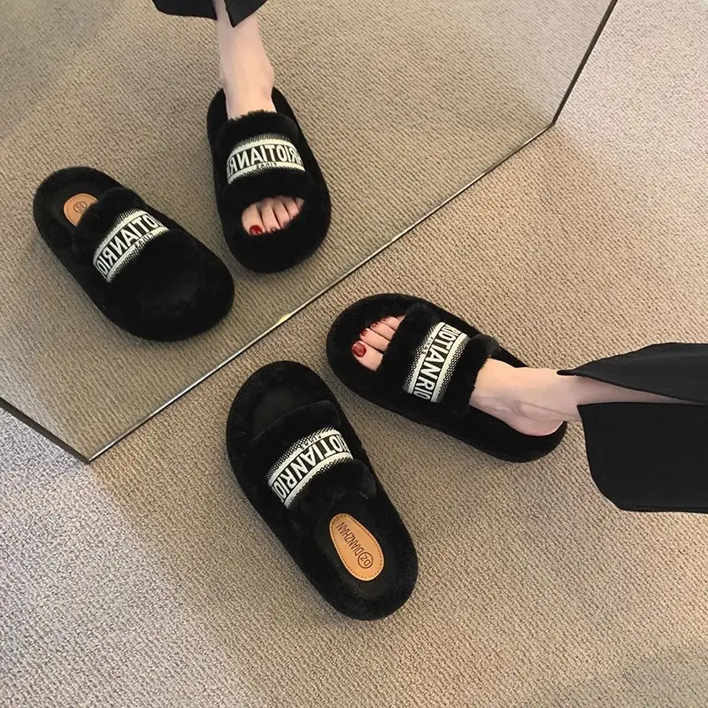2025 New Autumn and Winter Indoor and Outdoor Home Furry Slippers for Women, Thick-Soled, Non-Slip, Comfortable, Trendy, Casual, Versatile Furry Slippers - Image 7