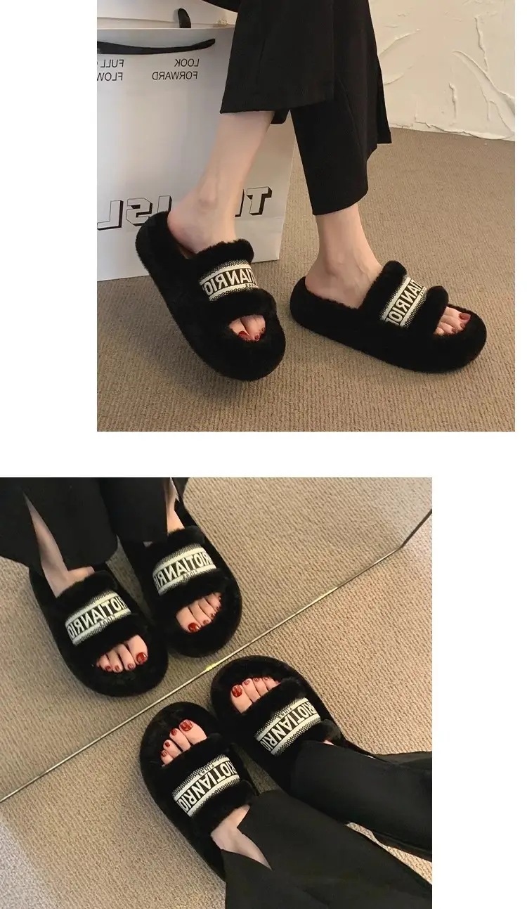 2025 New Autumn and Winter Indoor and Outdoor Home Furry Slippers for Women, Thick-Soled, Non-Slip, Comfortable, Trendy, Casual, Versatile Furry Slippers — feature 7