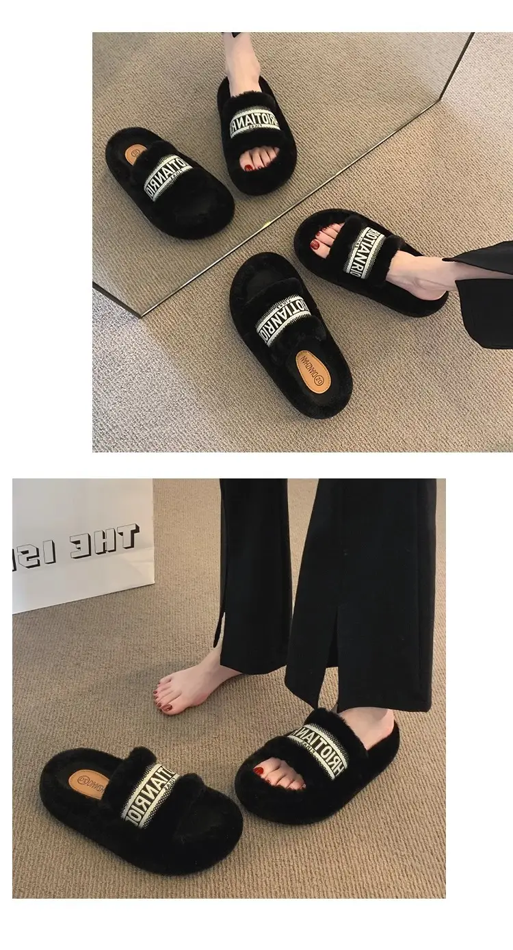 2025 New Autumn and Winter Indoor and Outdoor Home Furry Slippers for Women, Thick-Soled, Non-Slip, Comfortable, Trendy, Casual, Versatile Furry Slippers — feature 8