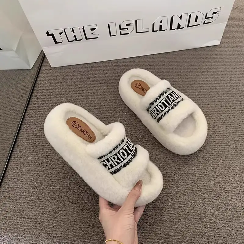 2025 New Autumn and Winter Indoor and Outdoor Home Furry Slippers for Women, Thick-Soled, Non-Slip, Comfortable, Trendy, Casual, Versatile Furry Slippers - Image 2