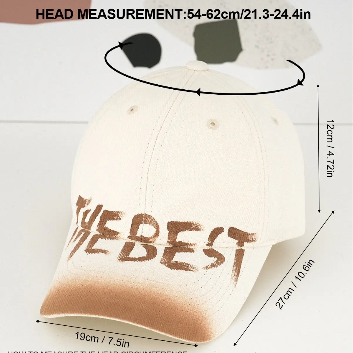 Men Women Printed Gradient Graffiti Cap Brown - Image 6