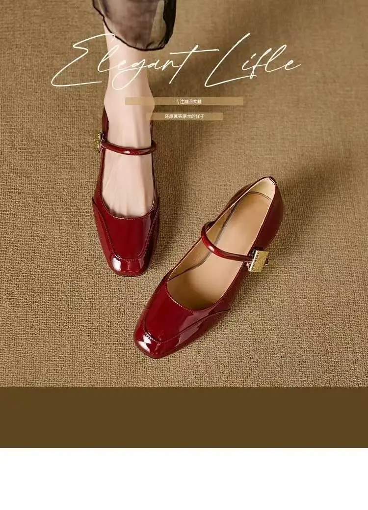 Vintage Mary Elegant Chanel Style Small Leather Shoes Women's Shallow Mouth 2024 New Evening Style French Fashionable Lightweight Single-layer Shoes for Women — feature 1