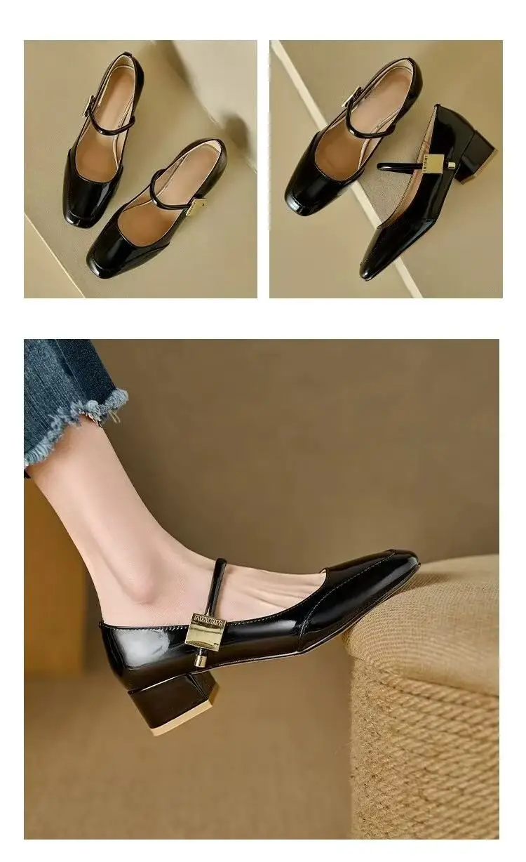 Vintage Mary Elegant Chanel Style Small Leather Shoes Women's Shallow Mouth 2024 New Evening Style French Fashionable Lightweight Single-layer Shoes for Women — feature 2