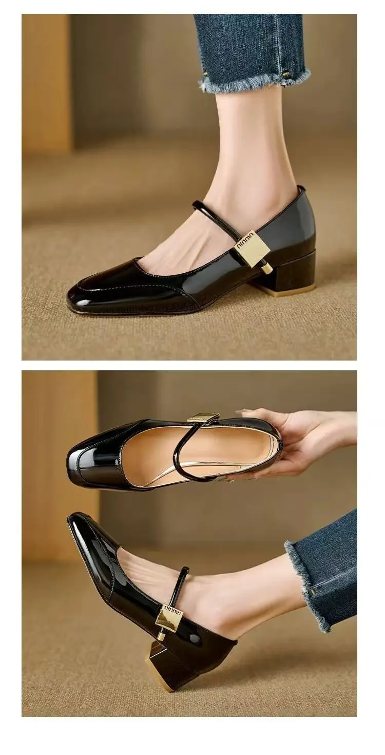 Vintage Mary Elegant Chanel Style Small Leather Shoes Women's Shallow Mouth 2024 New Evening Style French Fashionable Lightweight Single-layer Shoes for Women — feature 3