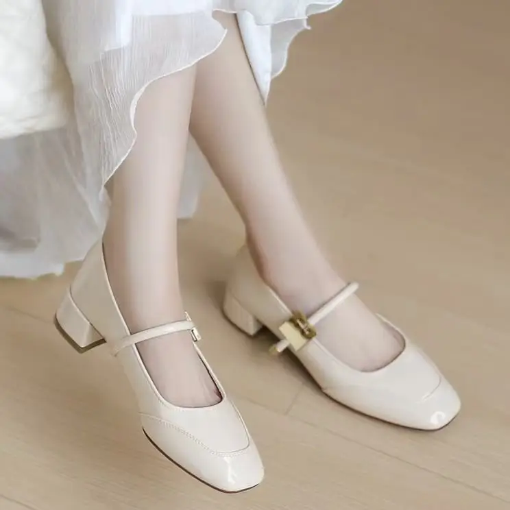 Vintage Mary Elegant Chanel Style Small Leather Shoes Women's Shallow Mouth 2024 New Evening Style French Fashionable Lightweight Single-layer Shoes for Women — feature 4