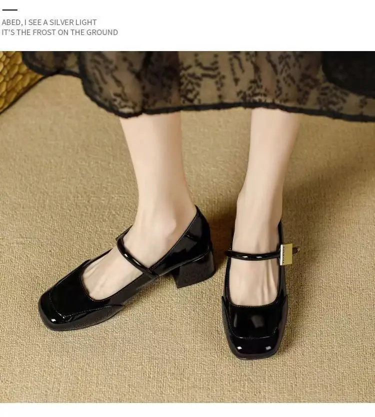 Vintage Mary Elegant Chanel Style Small Leather Shoes Women's Shallow Mouth 2024 New Evening Style French Fashionable Lightweight Single-layer Shoes for Women — feature 8