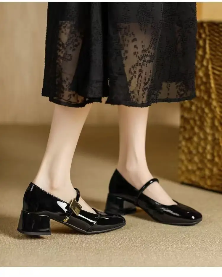 Vintage Mary Elegant Chanel Style Small Leather Shoes Women's Shallow Mouth 2024 New Evening Style French Fashionable Lightweight Single-layer Shoes for Women — feature 9
