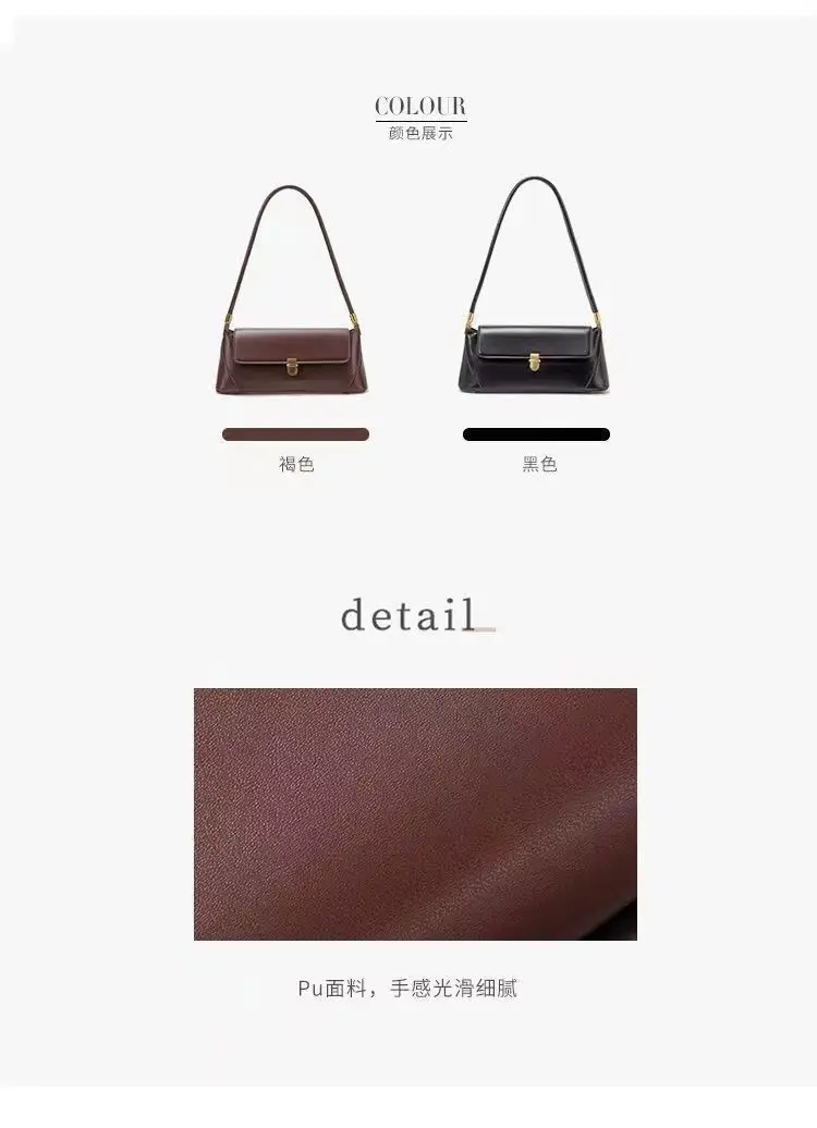 2026 Women's Brown Leather Shoulder Bag with Gold Clasp — feature 13
