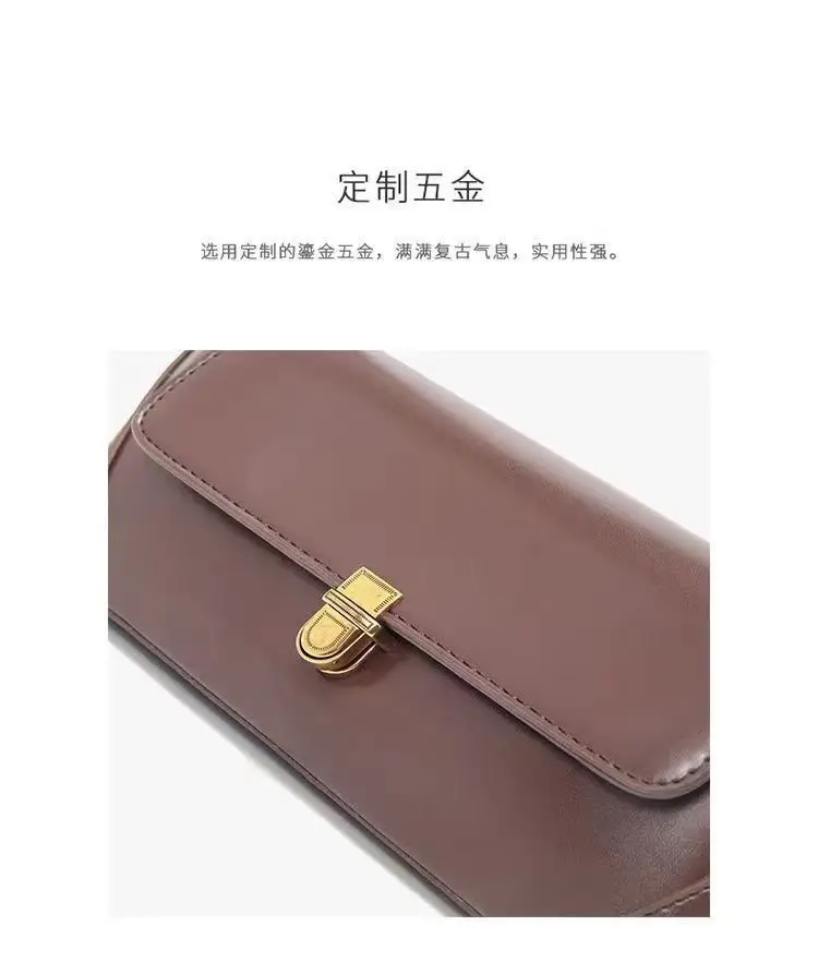 2026 Women's Brown Leather Shoulder Bag with Gold Clasp — feature 15