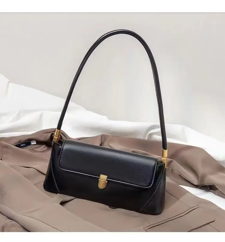 2026 Women's Brown Leather Shoulder Bag with Gold Clasp — feature 8
