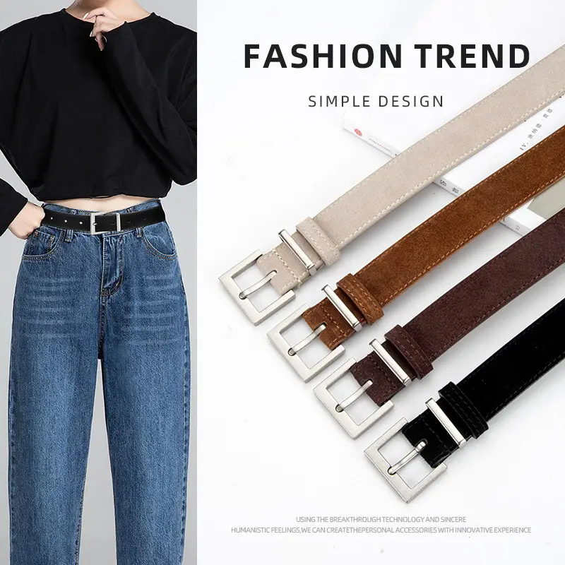 Women Cross-border Frosted Anti-velvet Pin Buckle Belt for Jeans Skirt - Image 7