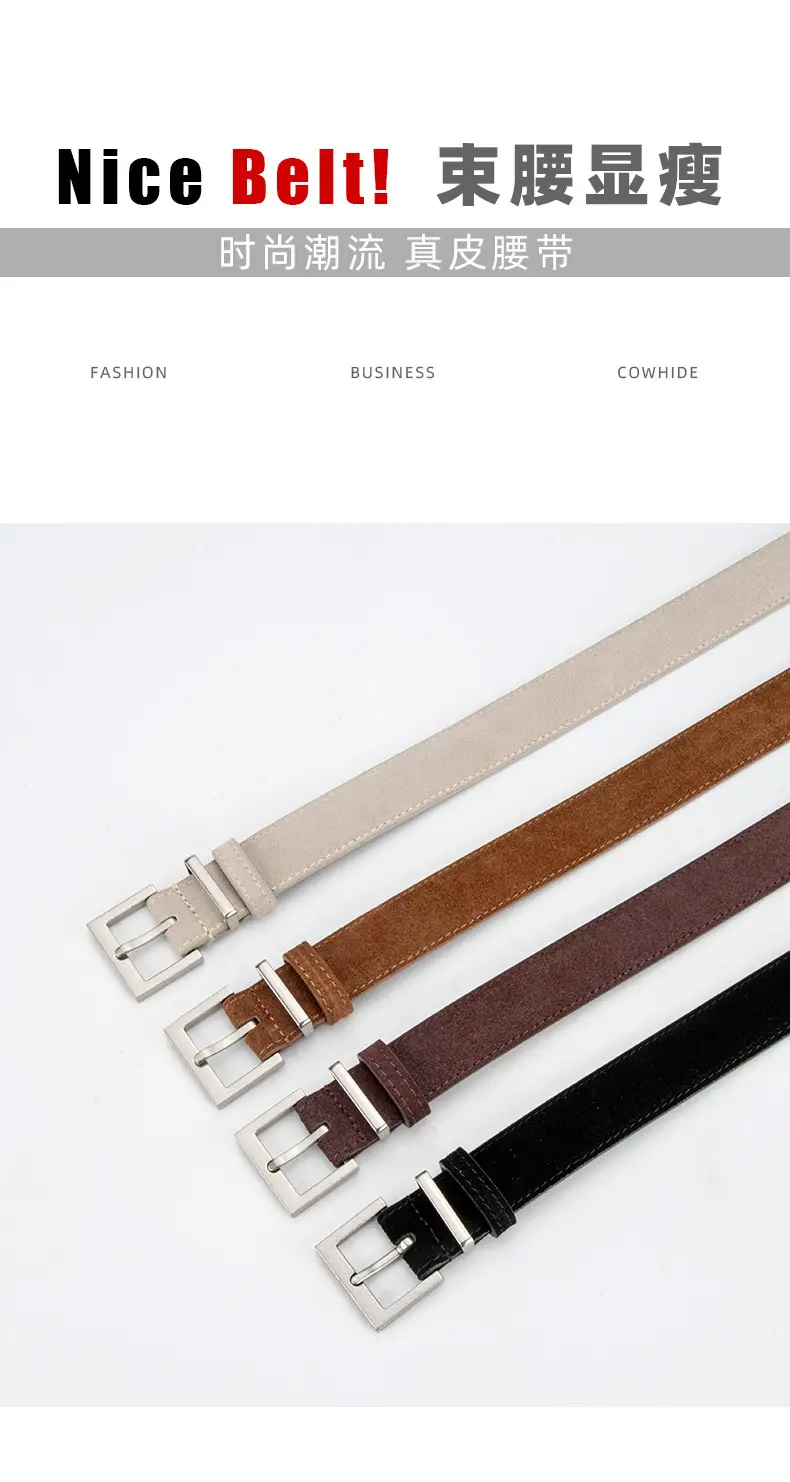 Women Cross-border Frosted Anti-velvet Pin Buckle Belt for Jeans Skirt โ feature 3