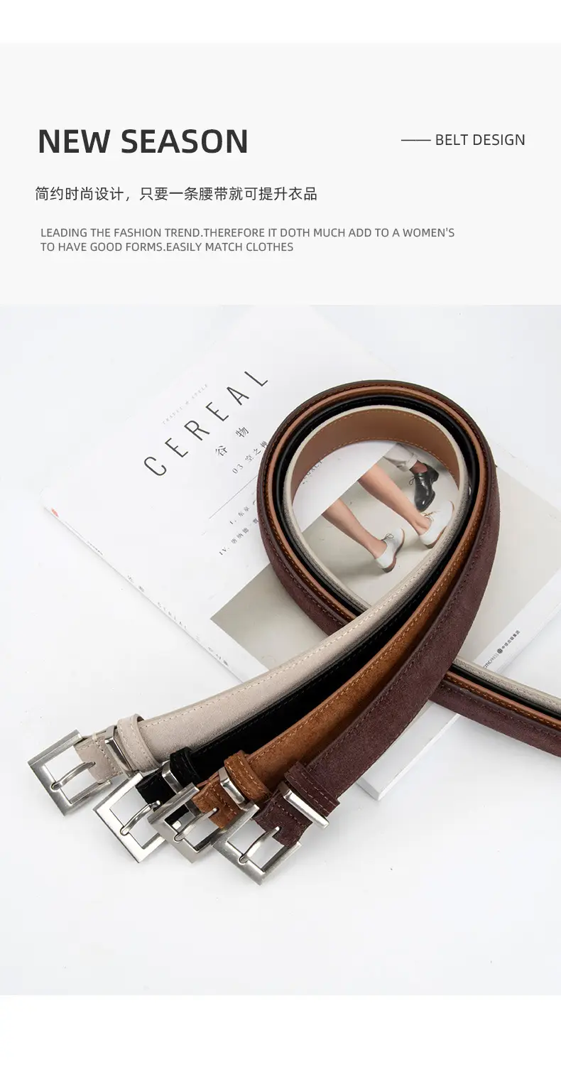 Women Cross-border Frosted Anti-velvet Pin Buckle Belt for Jeans Skirt โ feature 4