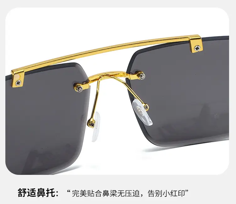 Men Square Rimless Blue Sunglasses European American Fashion — feature 8