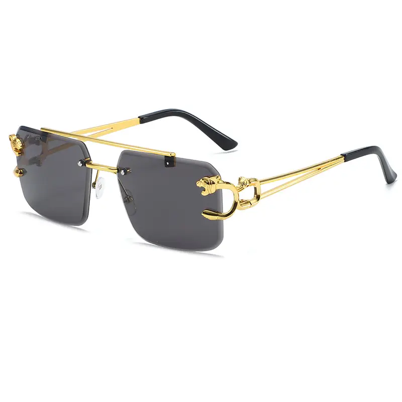 Men Square Rimless Blue Sunglasses European American Fashion