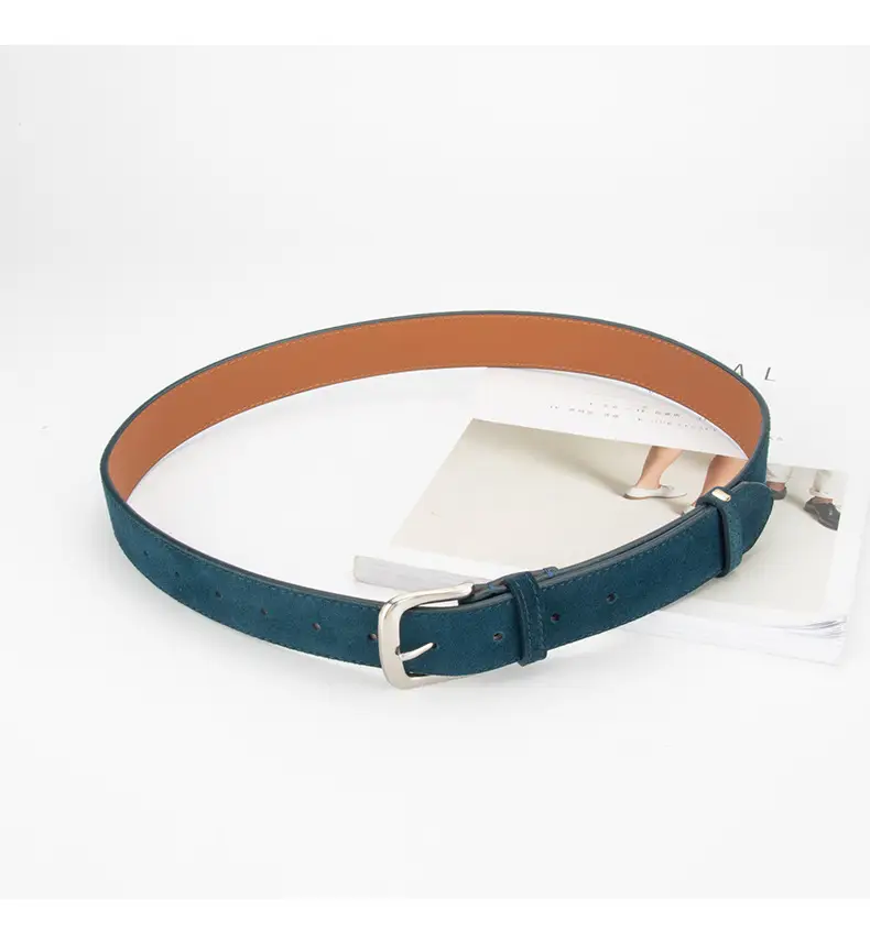 Women Retro Frosted Leather Belt Brown Pin Buckle — feature 12