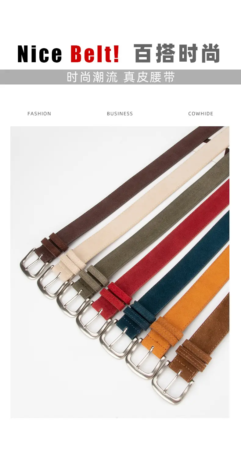 Women Retro Frosted Leather Belt Brown Pin Buckle — feature 3