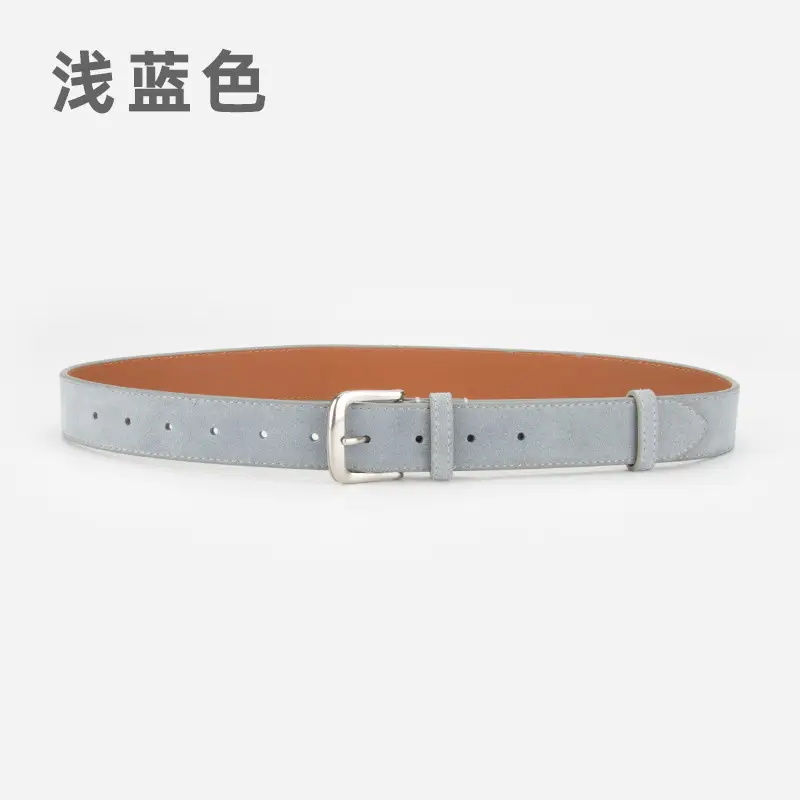 Women Retro Frosted Leather Belt Brown Pin Buckle