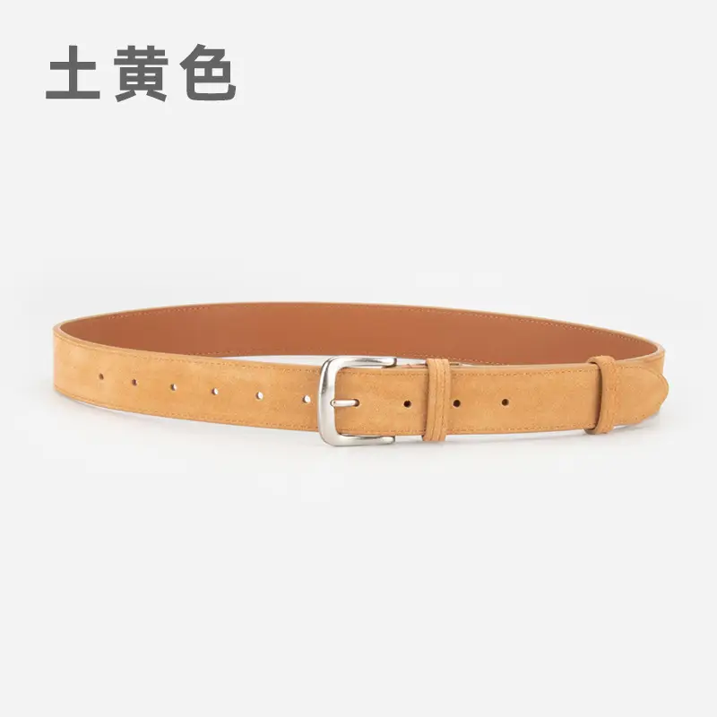 Women Retro Frosted Leather Belt Brown Pin Buckle